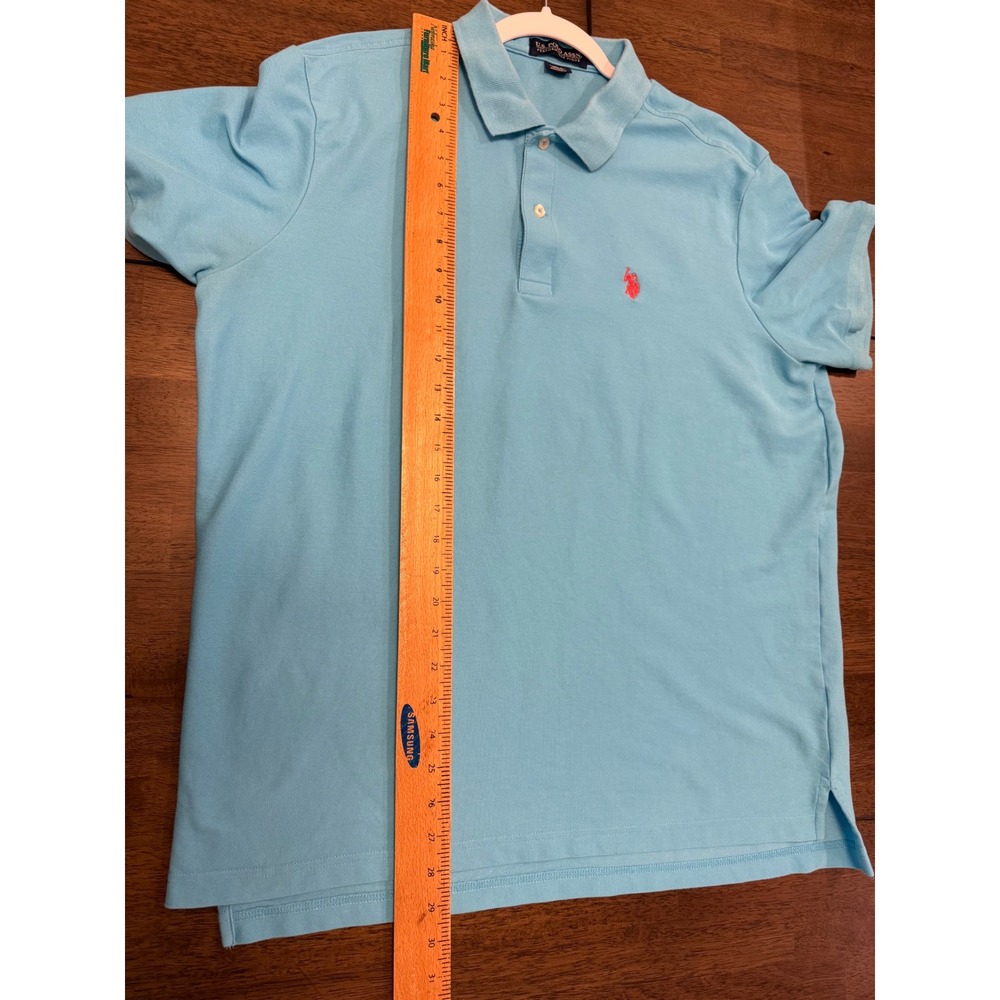 US Polo Assn Mens XL Light Blue Performance Pique Short Sleeve Polo Shirt - Picture 3 of 4